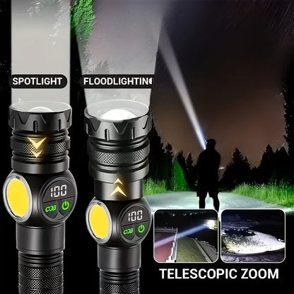 High Lumen Tactical Flashlight 2-Pack – Ultra Bright COB Side Light, USB Fast Charging, Zoomable Multi-Mode, for Camping, Hiking, Fishing, Cycling & Emergency – Great Gift for Men