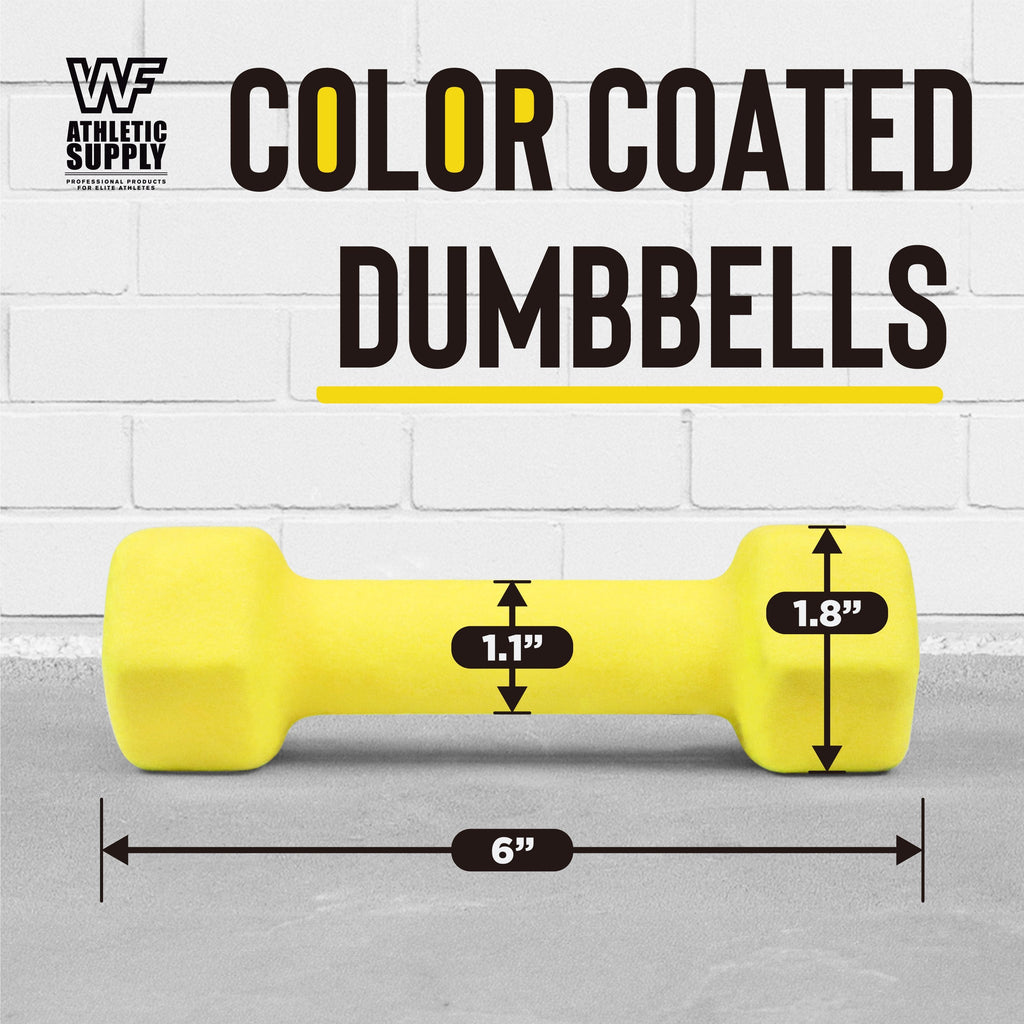 Neoprene Hex Dumbbell Set Pair - Non-Slip Color-Coded Cast Iron Hand Weights for Women & Men, Home Gym Strength Training Free Weights, 2LB to 15LB Sold in Pairs