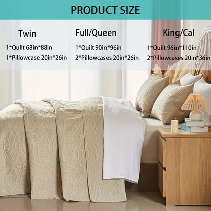 Cooling Summer Quilt Set 2-3 Piece Lightweight Breathable Microfiber Bedspread – Modern Coin Pattern Coverlet Twin Queen King, All Season, Multiple Colors, Holiday Gift for Family