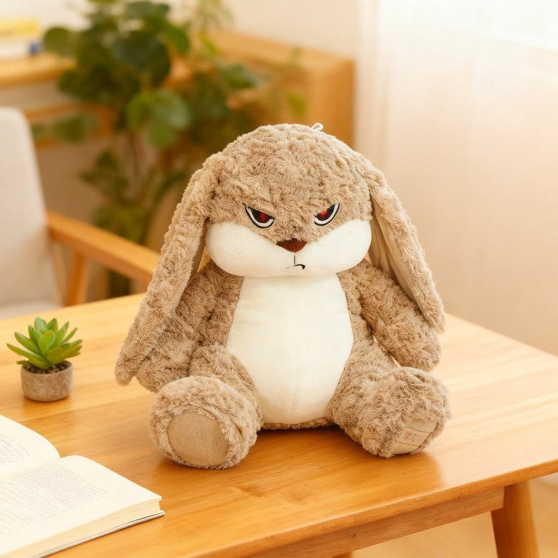 Bunny Rabbit Plush Stuffed Animal Pet Toy with Vivid Eyes Fluffy Ears Soft Huggable Interactive Cuddle Toy for Cats Kittens Dogs Puppies - Devil Long-Eared Rabbit Design