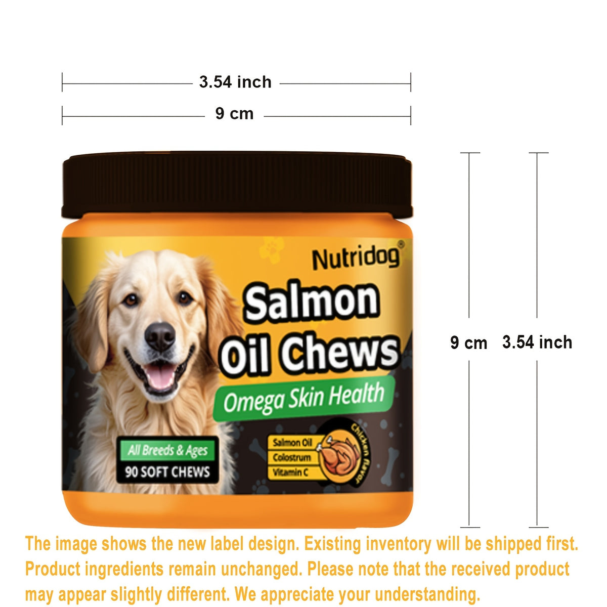 Dog Nutritional Supplement Soft Chews 90 Count with Probiotics Salmon Oil Chicken Flavor - Supports Coat Gut Health Immunity for Dogs All Ages 225g
