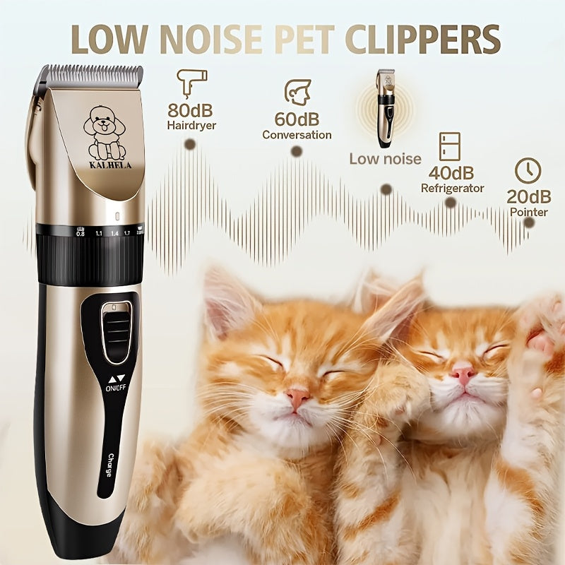 USB Rechargeable Pet Grooming Clippers Kit for Dogs & Cats – Ceramic Blades, Low Noise, Cordless Electric Clipper Set with Brush & Comb