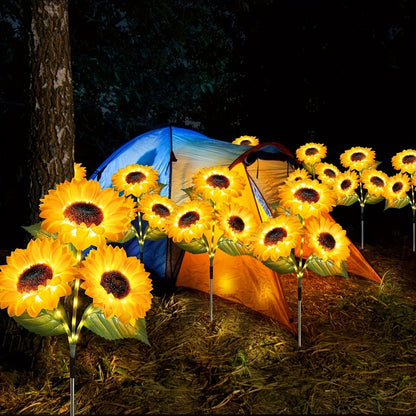 Solar Sunflower Garden Lights Outdoor Waterproof Decorative Stake Lights for Pathway Lawn Patio Yard Flower Bed Auto On Off Solar Powered Garden Decor Gift 1 or 2 Pack