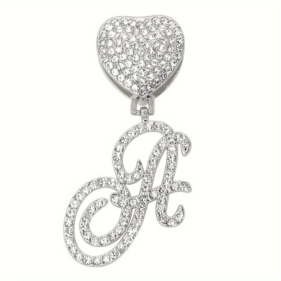 Initial Letter Necklace for Men & Women – Personalized A-Z Silver Cuban Chain with Heart Pendant, Hip Hop Style, 45cm / 17.71in, Perfect Gift for Sports Fans, Birthdays & Everyday Wear