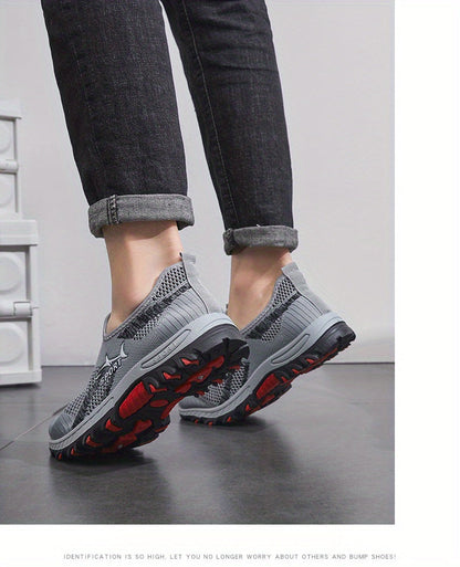 Men's Breathable Mesh Slip-On Sneakers – Lightweight Low-Top Casual Athletic Shoes with Rubber Sole, Round Toe, Monochrome Fabric Upper, Easy Wear Loafer-Style Footwear for Walking, Gym & Everyday Comfort, Spring & Summer