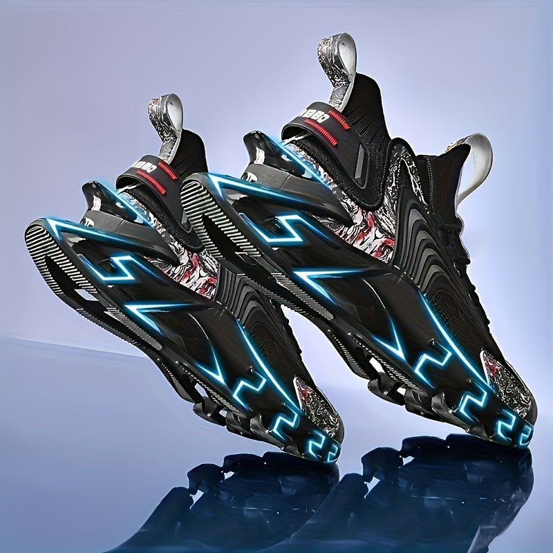 Men's Blade Sneakers – Breathable Mesh Lace-Up Athletic Shoes with Rubber Sole, All-Season Casual Sport Footwear in Black, Blue, White & Deep Blue, Sizes US 6–13.5