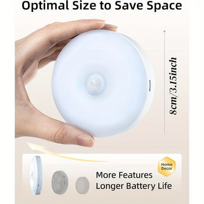 LED Motion Sensor Night Lights USB Rechargeable Wireless Wall Lamp Dual Mode Adjustable Brightness Magnetic Mount Under Cabinet Lighting for Kitchen Hallway Stairs Closet 6 or 12 Pack