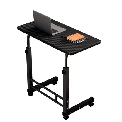 3-Tier Rolling Folding Desk with Wheels Height Adjustable Expandable Desktop Storage Shelf for Laptop Study Home Office Bedroom Living Room Computer Table