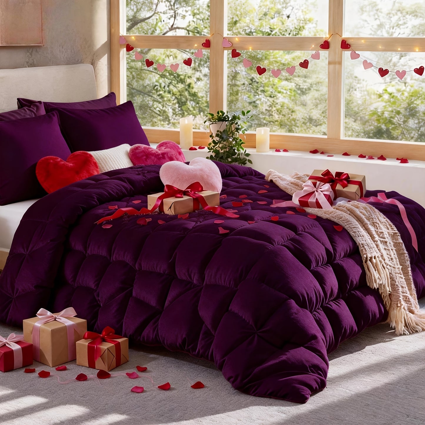 Comforter Set 7 Piece Queen King Full - Soft Microfiber Pintuck Pleated Bed in a Bag Complete Bedding Set with Comforter, Fitted Sheet, Flat Sheet & Pillowcases, All Season Home & Dorm Bedding
