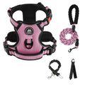 No Pull Dog Harness Set with Leash Retractable Seatbelt & Collar – Fully Reflective Adjustable Breathable Vest Harness with Handle for Small & Large Dogs XS–XL