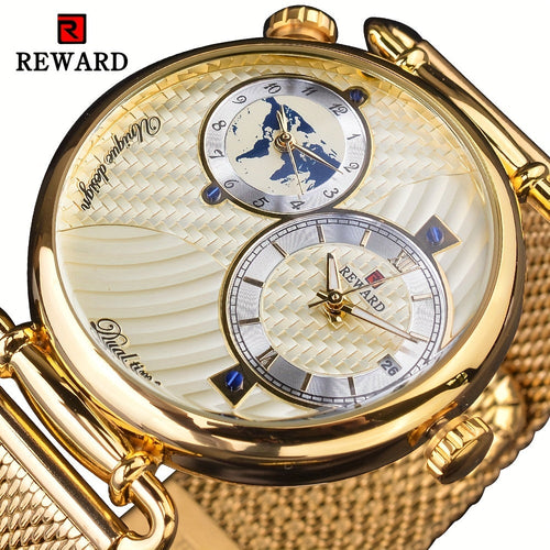 Men's Classic Vintage Quartz Watch for Business – Elegant Golden Dial Dress Wristwatch with Gift Box, Analog Timepiece for Work, Formal & Special Occasions