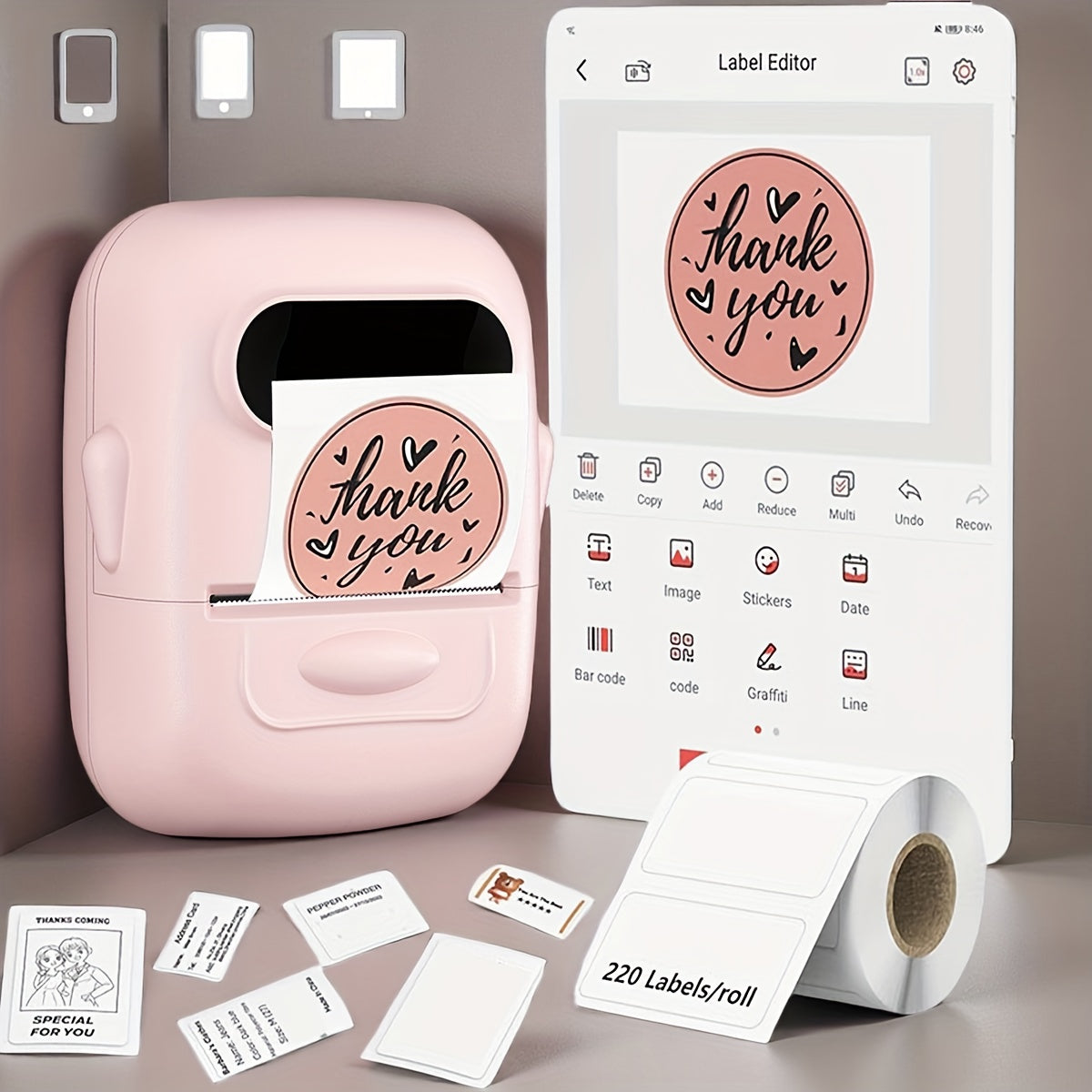 Marklife 2-Inch Portable Wireless Thermal Label Printer – Bluetooth Inkless Sticker Maker for iPhone & Android, Small Business Shipping Labels, Kitchen, Office & Home Organization, Includes 1 Roll White Labels