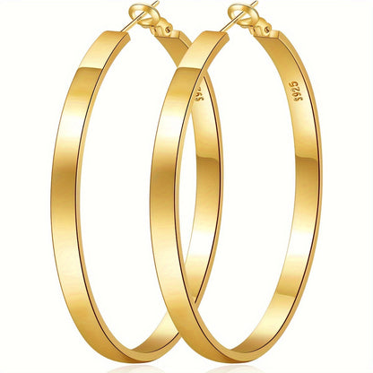925 Sterling Silver Hoop Earrings for Women – Hypoallergenic Gold & Silver Cartilage Hoops in 40mm, 50mm & 60mm, Minimalist Everyday Earrings, Perfect Gift for Parties & Casual Wear
