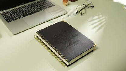 A5 Spiral Notebook Hardcover 300 Pages – Thick 100GSM No Bleed-Through Paper, Leather Cover Journal for College, Work & Writing – For Men & Women (Pink, Black, Green, Purple)