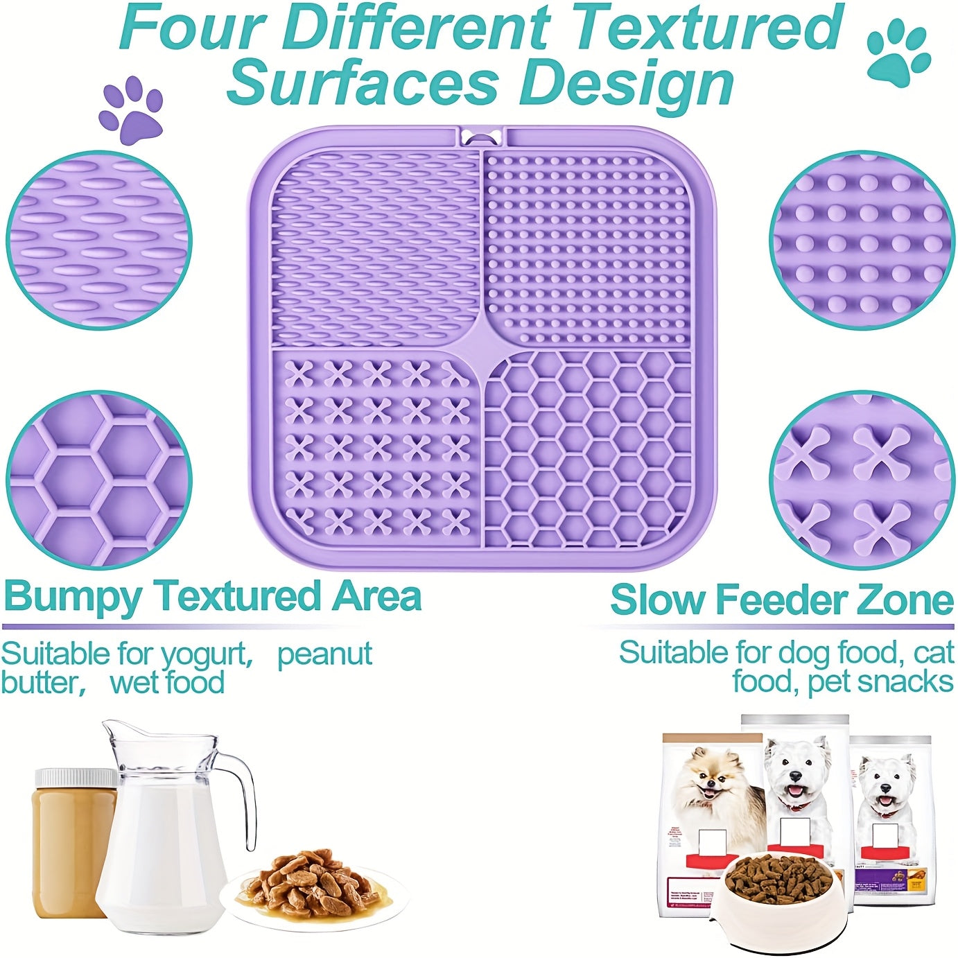 Licking Mat for Dogs & Cats with Suction Cup – Slow Feeder Pad for Bath Time, Boredom & Anxiety Relief, Peanut Butter Treat Lick Mat, Available in 1, 2 & 4-Pack