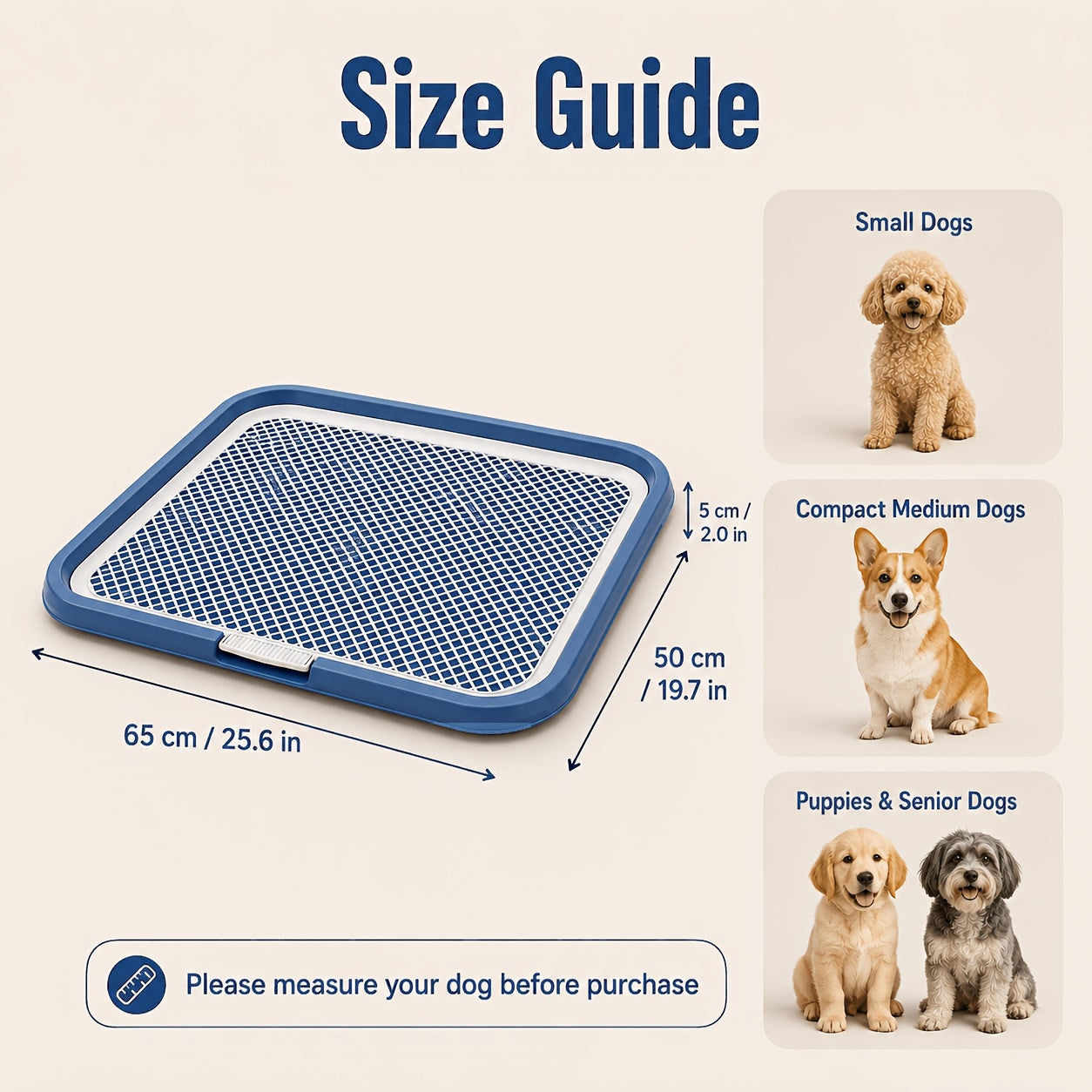 Dog Potty Tray Leak-Proof Indoor Puppy Toilet with Removable Grating, Washable Pee Pad Holder for Apartment Puppy Training, Pet Potty Station for Small Medium Dogs