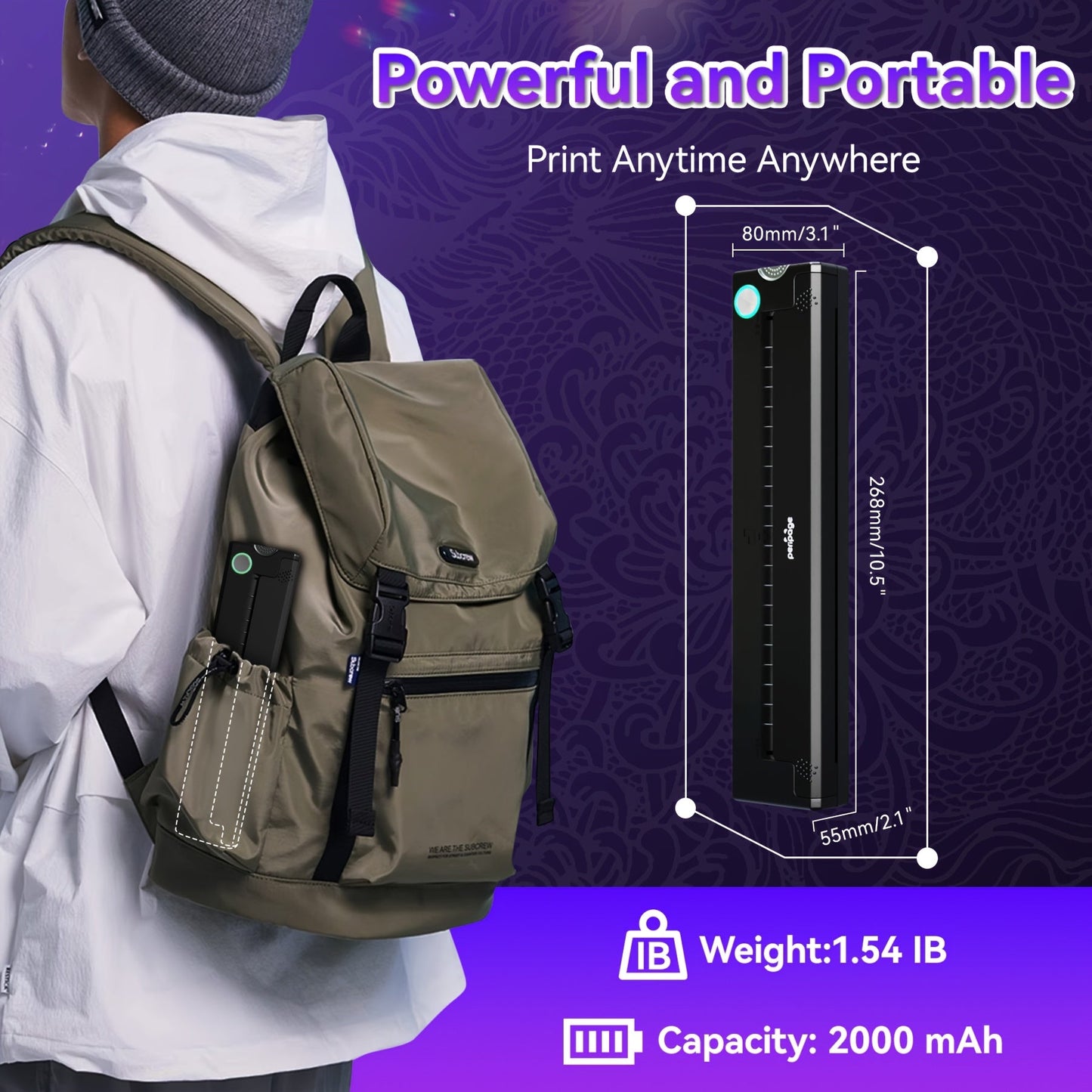 Peripage P90 Tattoo Stencil Printer – Portable Thermal Printer for Tattoo Transfer Paper, Compatible with iOS Android & PC, Mini Wireless Printer Includes 5pcs A4 Transfer Paper, Gift for Tattoo Artists
