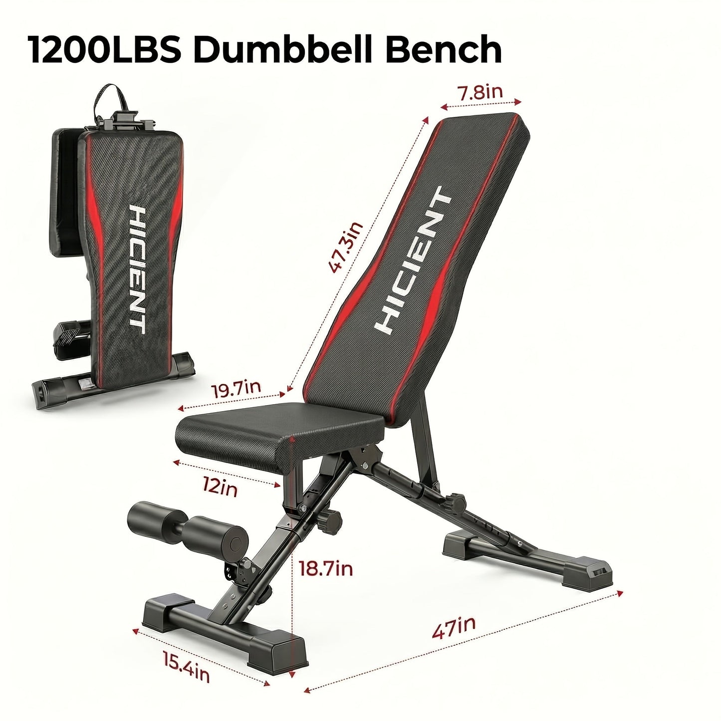 Adjustable Foldable Weight Bench Set with Squat Rack, Leg Developer & Preacher Curl Pad – All-in-One Home Gym Bench Press for Full Body Strength Training, Up to 1200 LBS