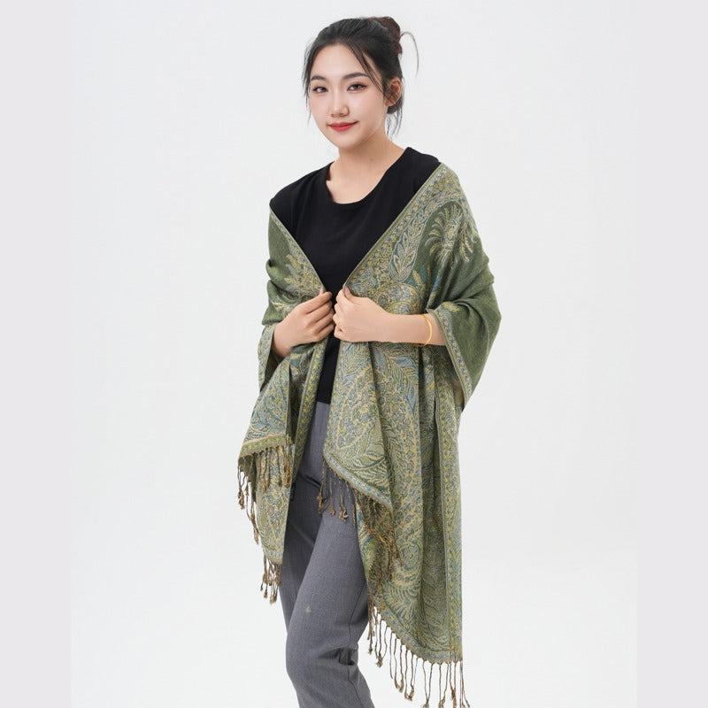 Phoenix Tail Paisley Pashmina Scarf – Thick Warm Wrap Shawl for Women, Luxurious Soft Fabric in 17 Vibrant Colors, Versatile for Formal Events, Everyday Wear & Gifting