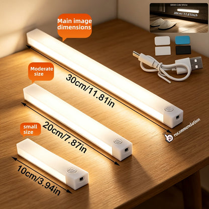 LED Motion Sensor Dimmable Cabinet Light USB-C Rechargeable – Adjustable Color Temperature White & Warm, 3 Modes, Magnetic Mount for Kitchen, Closet, Bedroom, Stairs & Office, 10/20/30cm