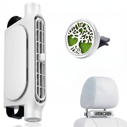Bladeless USB Car Fan 3-Speed Quiet Cooling – Plug-and-Play Seat Fan with USB Cable, Stay Cool in Traffic, Universal Fit All Car Models, White & Black