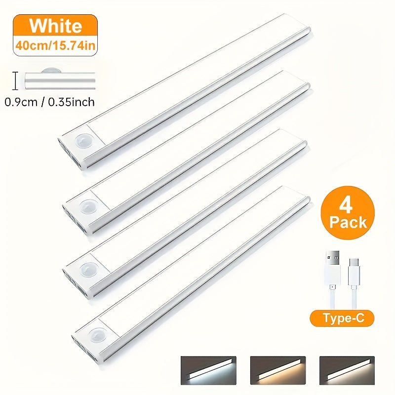 LED Motion Sensor Under Cabinet Light – Wireless USB-C Rechargeable Closet Light, 3 Color Temps & Dimmable, Magnetic Mount, Motion Activated Night Light for Kitchen Cabinet Closet Drawer (1/2/4 Pack)