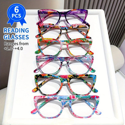 6-Pack Anti-Blue Light Reading Glasses for Men & Women – Spring Hinge, Non-Prescription Farsighted Lenses, Strengths +0.0 to +4.0, Stylish Computer & Phone Readers, Bulk Value Set