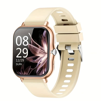 Smartwatch with Wireless Calling Full Touch Screen Fitness Tracker Multiple Sport Modes Music Control Heart Rate Sleep Monitor Compatible iPhone Android Silicone Classic Band Men Women Gift