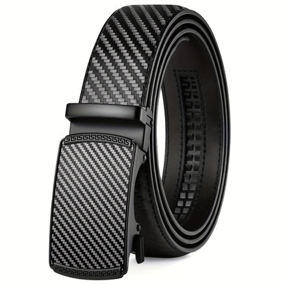 Men's Leather Slide Ratchet Dress Belt with Automatic Click Buckle – Zinc Alloy Buckle, Adjustable 28"-46" Waist, 8 Styles, Business Formal Belt, Perfect Gift for Husband, Father's Day & Christmas