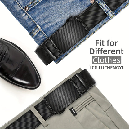Men's Leather Slide Ratchet Dress Belt with Automatic Click Buckle – Zinc Alloy Buckle, Adjustable 28"-46" Waist, 8 Styles, Business Formal Belt, Perfect Gift for Husband, Father's Day & Christmas