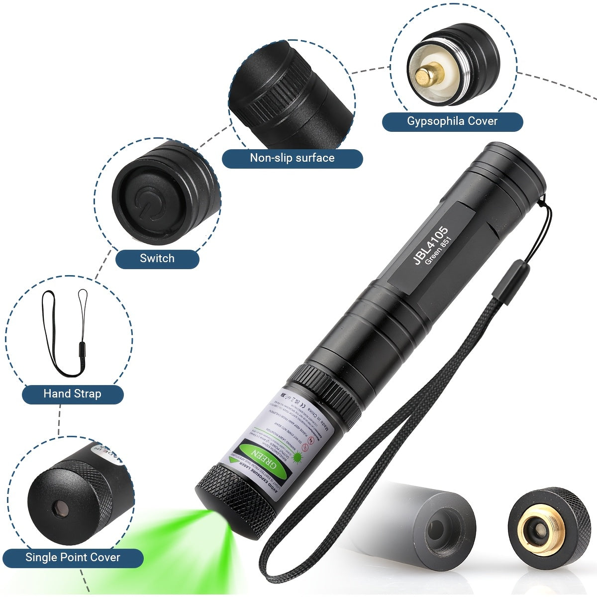 High Power Green Laser Tactical Flashlight Rechargeable with Star Cap & 16340 Battery – 200M Range Green Beam Pointer for Astronomy, Presentations, Construction & Outdoor Adventures (1 or 2 Set)