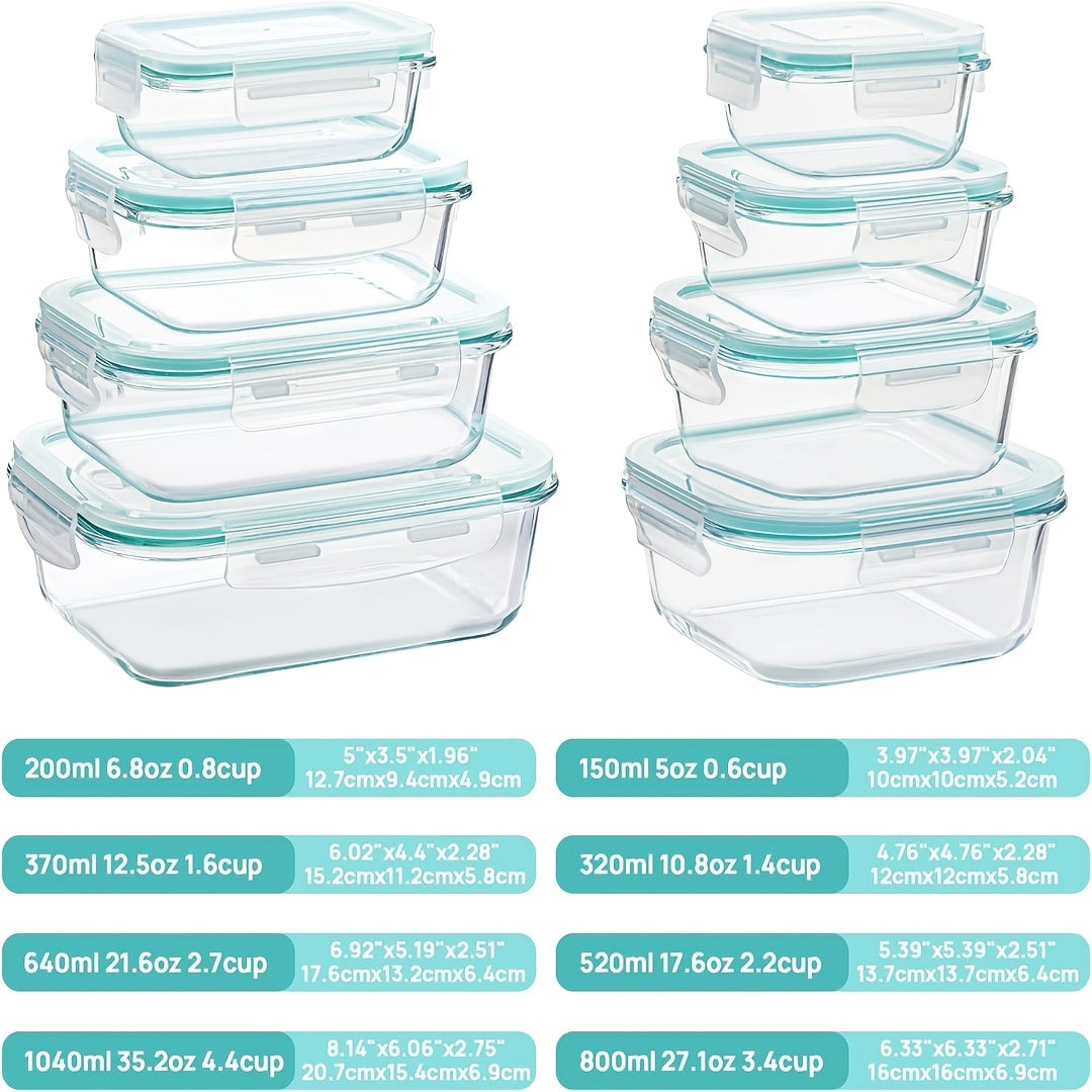 20-Piece Borosilicate Glass Food Storage Containers with Airtight Clip-Lock Lids – Microwave, Oven & Dishwasher Safe Meal Prep Containers for Salads, Fruits, Vegetables & Sandwiches – Includes Cleaning Brushes