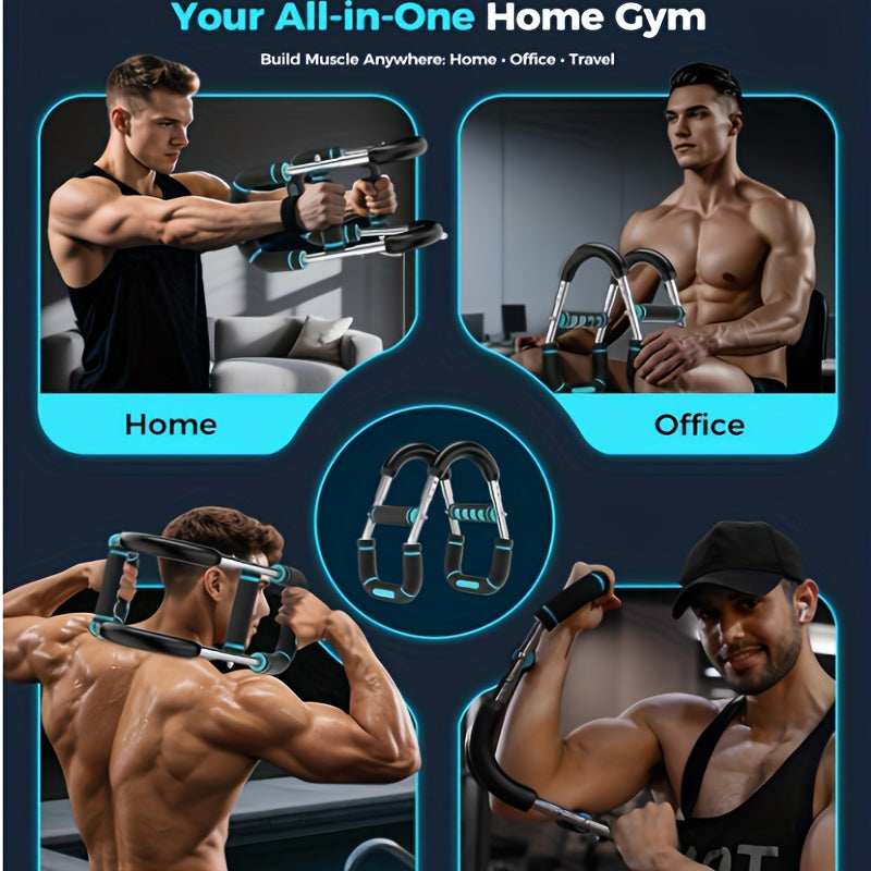 U-Shaped Adjustable Chest and Arm Muscle Strength Trainer 60-100 lbs Spring Resistance Band Triceps Chest Workout Equipment 2-Level Adjustment Detachable Portable Home Gym Fitness