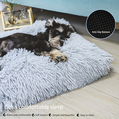 Extra Large Plush Dog Bed & Cat Pad – Thick Warm Polyester Fiber Pet Cushion with Removable Washable Cover, Comfortable Calming Pet Furniture for All Dog Breeds & Cats, Durable Pet Bedding