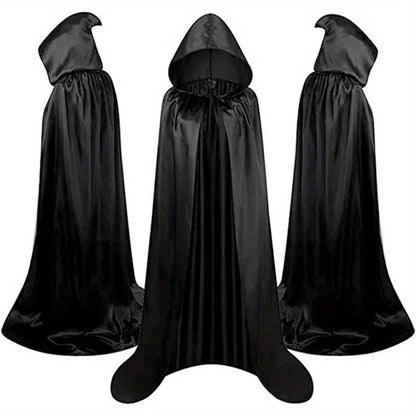 Halloween Black Death Cape 59 Inch Gothic Vampire Cloak for Adults – No Assembly Required, Flowing Silhouette Costume for Horror House, Carnival, Cosplay, Party, Festive Decoration