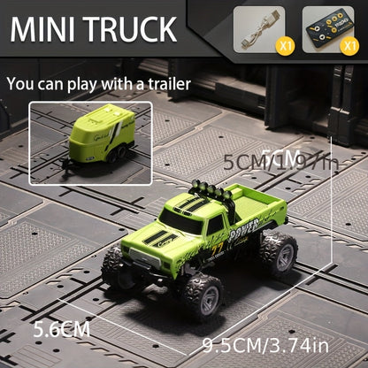 1:64 Alloy Mini Remote Control Off-Road Truck with Shock Absorbers Die-Cast RC Car Toy Gift for Boys Kids Birthday Christmas Halloween Dark Gray Teal Green Sky Blue Mixed