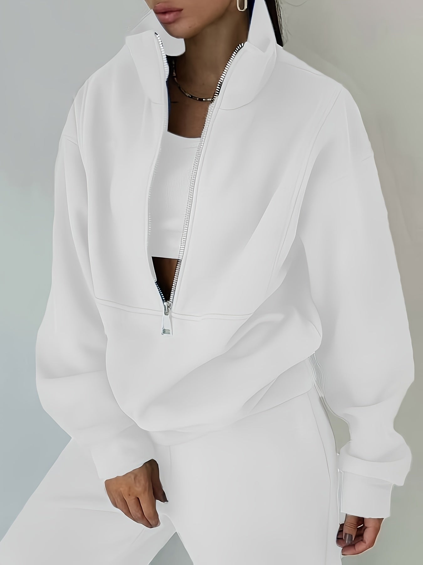 Women's Fleece Two-Piece Set – Sporty Street Casual Sweatshirt & Pants Outfit, Soft Cozy Matching Loungewear Set, 10 Colors, Sizes S-XXL, Everyday Athleisure Fashion