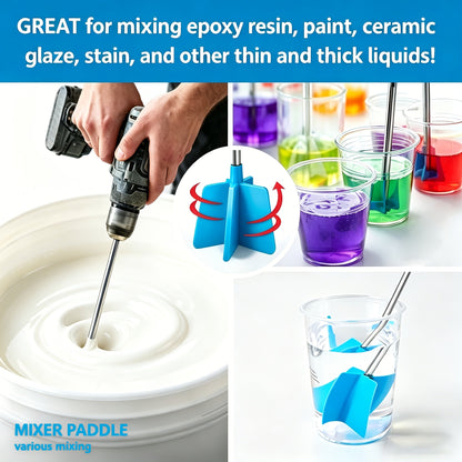 Resin Stirring Paddles 6 Pcs Reusable Epoxy Mixer Drill Attachment Multi-Size DIY Resin Casting Supplies