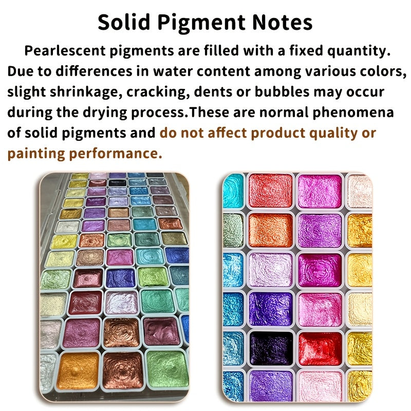 98-Color Metallic Shimmer Watercolor Paint Set Premium Pearl Pigments with Portable Case High Lightfastness for Canvas Illustration Scrapbooking Decoration Art Supplies for Artists Hobbyists