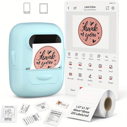 Marklife P50 Portable Bluetooth Thermal Label Printer – Wireless Label Maker for Home, Office, Clothing, Jewelry & Food, Compatible with Android & iOS, Includes 40x30mm White Label Roll