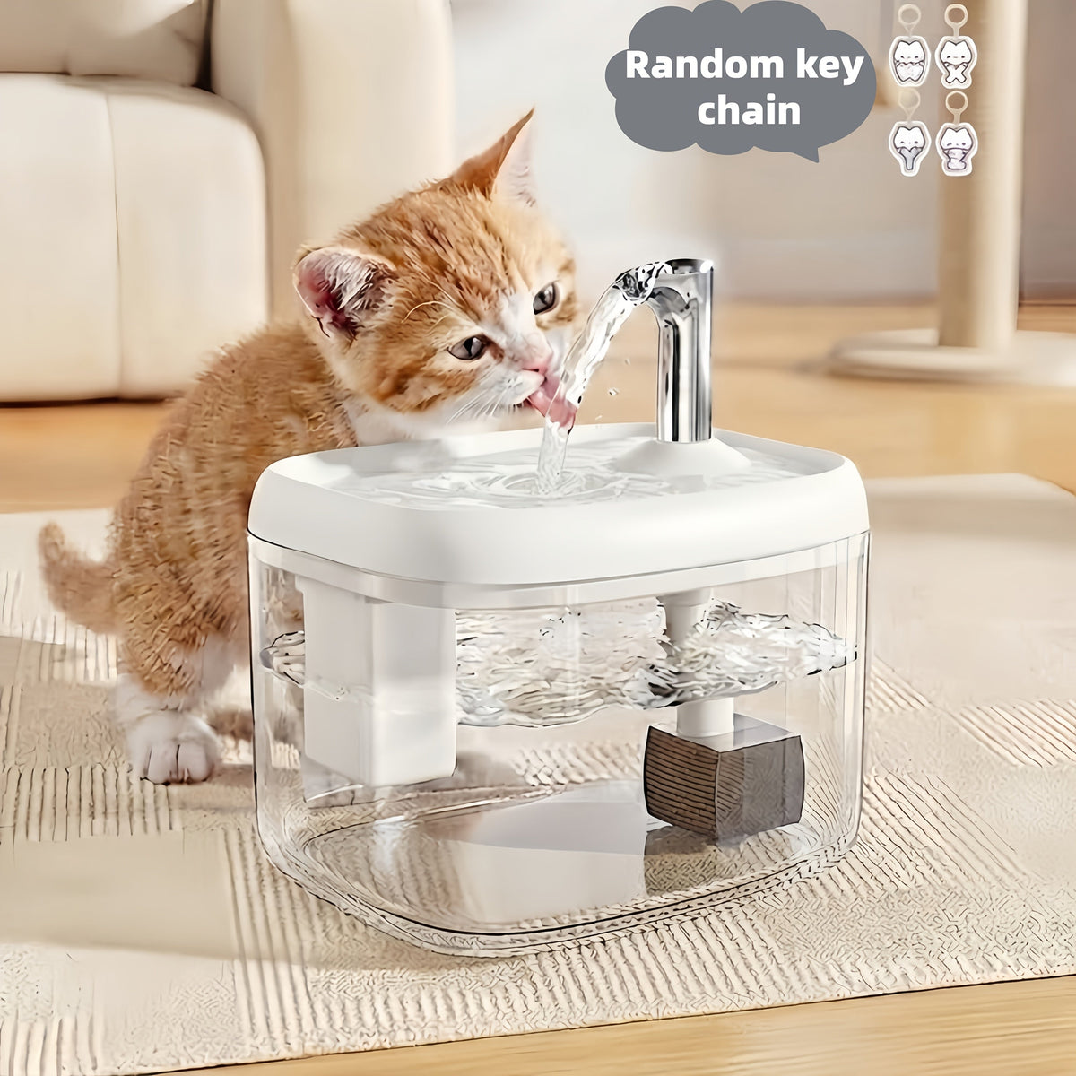 Smart Cat Water Fountain Ultra-Quiet - Multi-Stage Filtration Pet Water Dispenser, USB Powered, Easy to Clean, for Cats at Home & Travel, 3 Colors: Silver Gray, Ceramic White, Cream Yellow