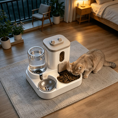 2-in-1 Gravity Pet Feeder for Cats & Dogs – Non-Electric Automatic Food & Water Dispenser, Space-Saving, Easy to Clean, Ideal for Multi-Pet Homes