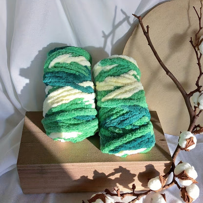 Chunky Chenille Yarn 2 Skeins 500g Hand Knitting Blanket Crochet Multicolor Striped Soft Polyester Extra Thick Plush DIY Gift for Women Men