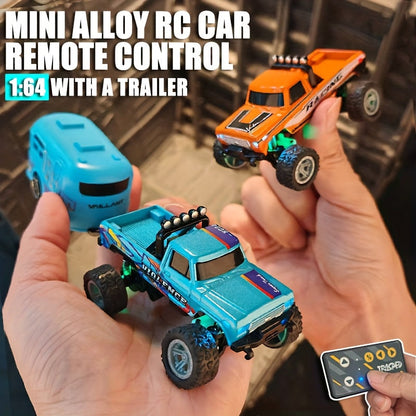 1:64 Alloy Mini Remote Control Off-Road Truck with Shock Absorbers Die-Cast RC Car Toy Gift for Boys Kids Birthday Christmas Halloween Dark Gray Teal Green Sky Blue Mixed