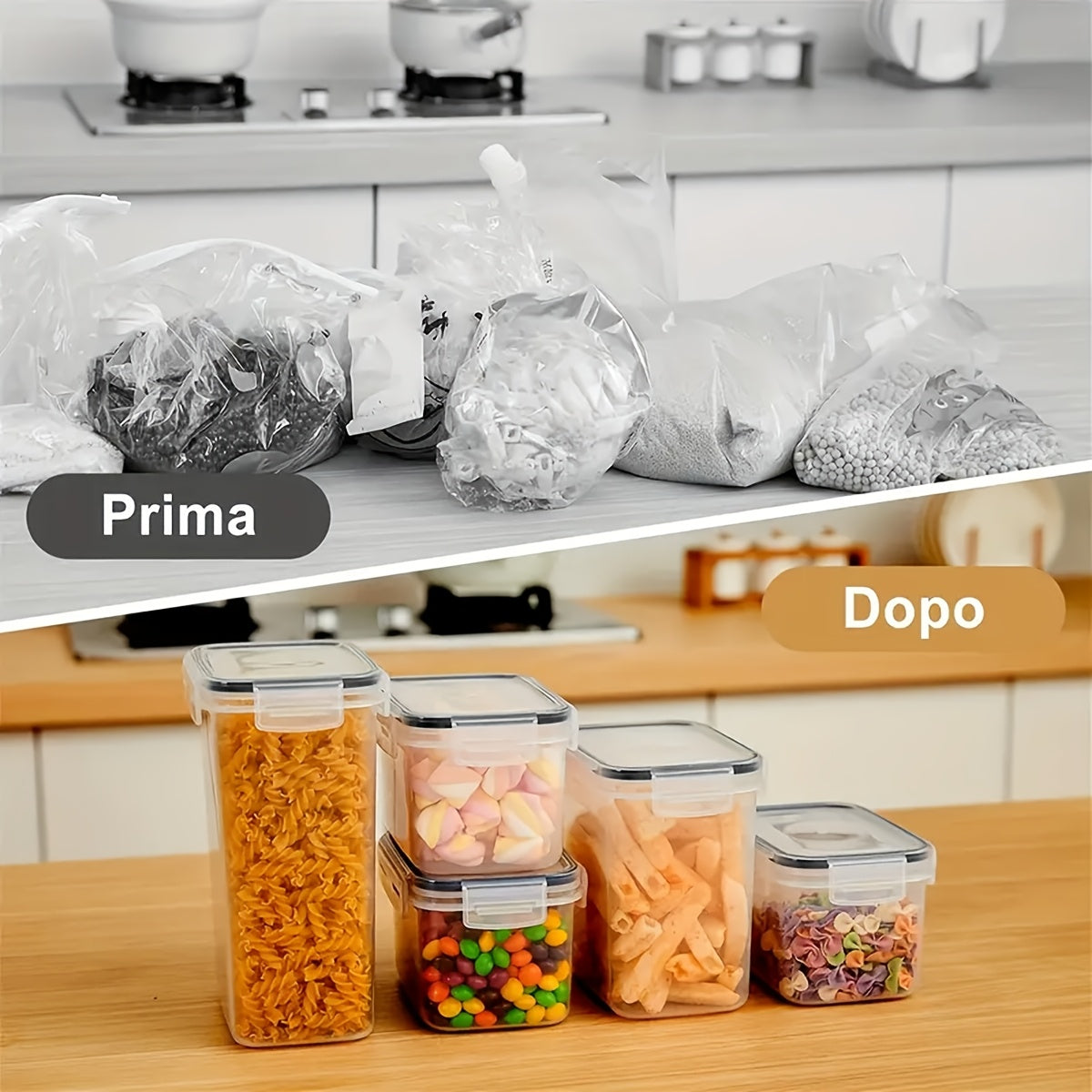 Airtight Food Storage Containers with Lids BPA Free – Flip-Top Locking Seal Plastic Pantry Organizer Jars for Rice, Cereal, Pasta, Flour & Sugar, Stackable, Sets of 6 to 84 Pieces