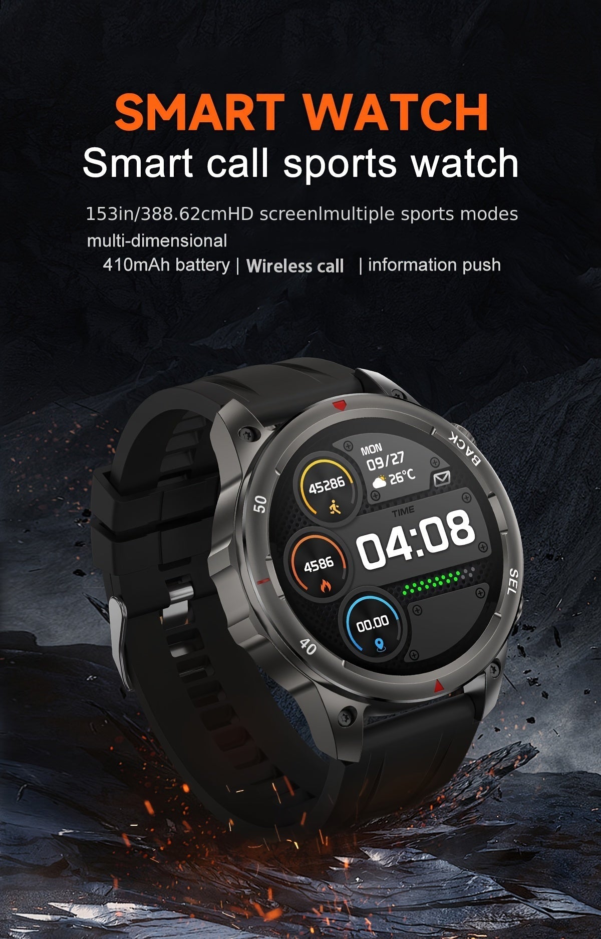 GPS Smartwatch for Men – 360×360 HD Screen, AI Voice, Wireless Calling, NFC, Compass, LED Lighting, Motion Trajectory, Outdoor Sport Fitness Tracker, Father's Day Gift