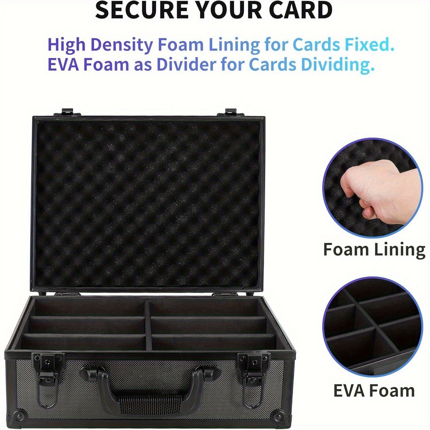 Trading Card Storage Box with Lock Holds 600 Plus 3x4 35PT Rigid Top Loaders Sports Card Organizer Case for Pokemon MTG Yu-Gi-Oh Baseball Football Standard and Mini Size Options
