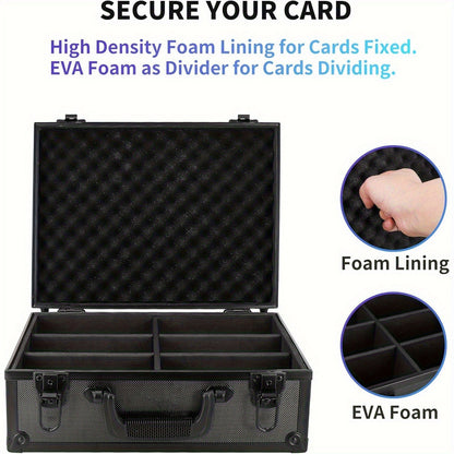 Trading Card Storage Box with Lock Holds 600 Plus 3x4 35PT Rigid Top Loaders Sports Card Organizer Case for Pokemon MTG Yu-Gi-Oh Baseball Football Standard and Mini Size Options