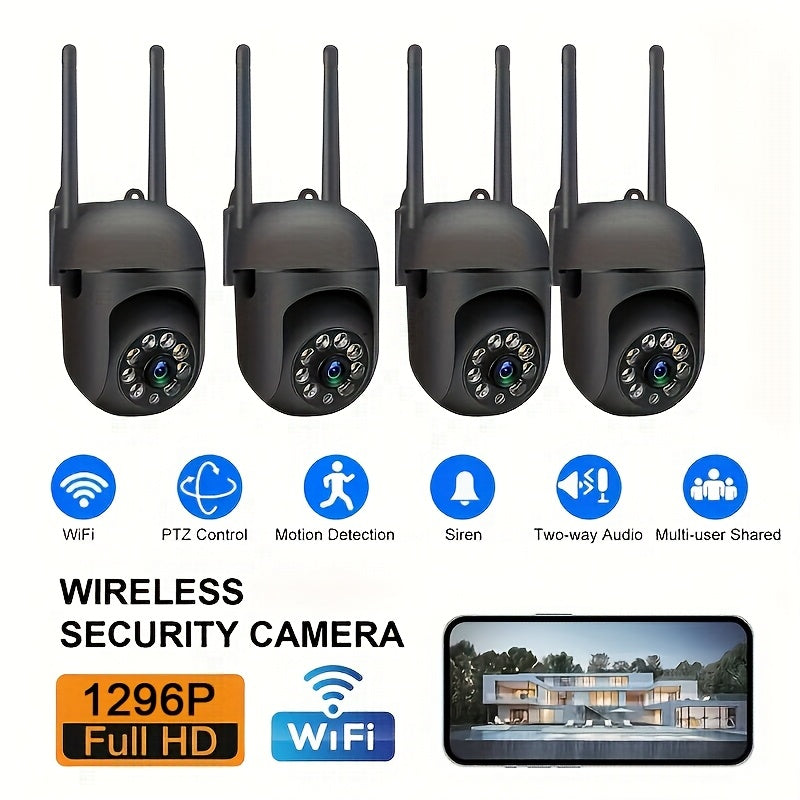Indoor Security Camera 4 Pack 3MP Wireless – Cloud Storage, 2.4G/5G Dual-Band WiFi, AI Motion Detection, Two-Way Audio & Color Night Vision for Home Surveillance System