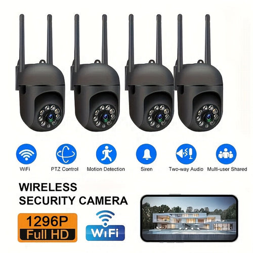 Indoor Security Camera 4 Pack 3MP Wireless – Cloud Storage, 2.4G/5G Dual-Band WiFi, AI Motion Detection, Two-Way Audio & Color Night Vision for Home Surveillance System